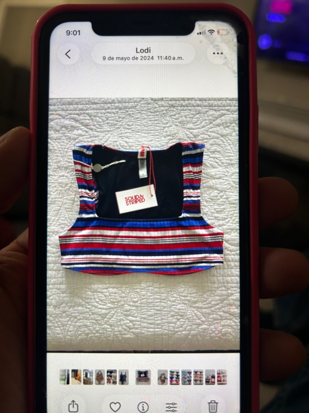 SOLID & STRIPED Striped Cropped Tank Top in Navy, Red, White